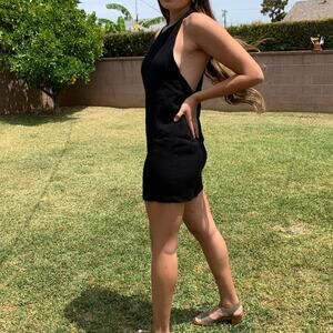 Zara Black linen blend mini Dress Small